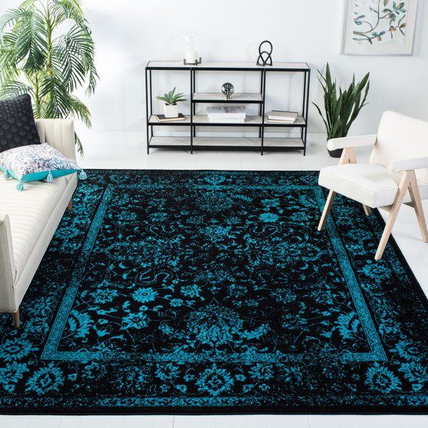 Bungalow Rose Olius Performance Black/Teal Rug & Reviews Wayfair